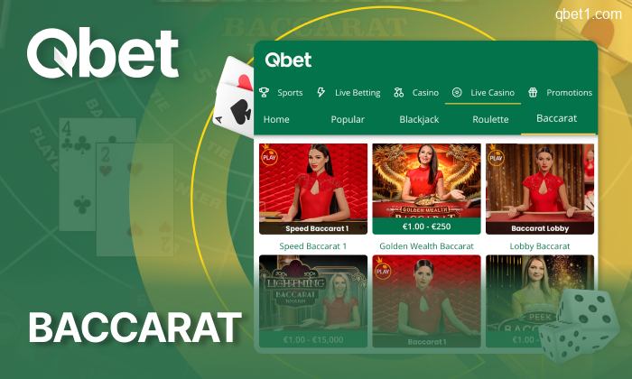 Baccarat spel bij QBet casino